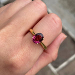 Load image into Gallery viewer, Oval Cut Solitaire Rubellite Ring in 14k Yellow Gold