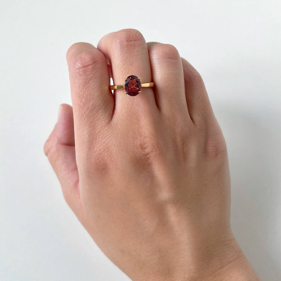 gemstone ring, red stone ring, tourmaline ring, rubellite ring, solitaire ring, alternative wedding ring, unique wedding ring